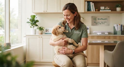 Illustrative image of a person spending time with a dog