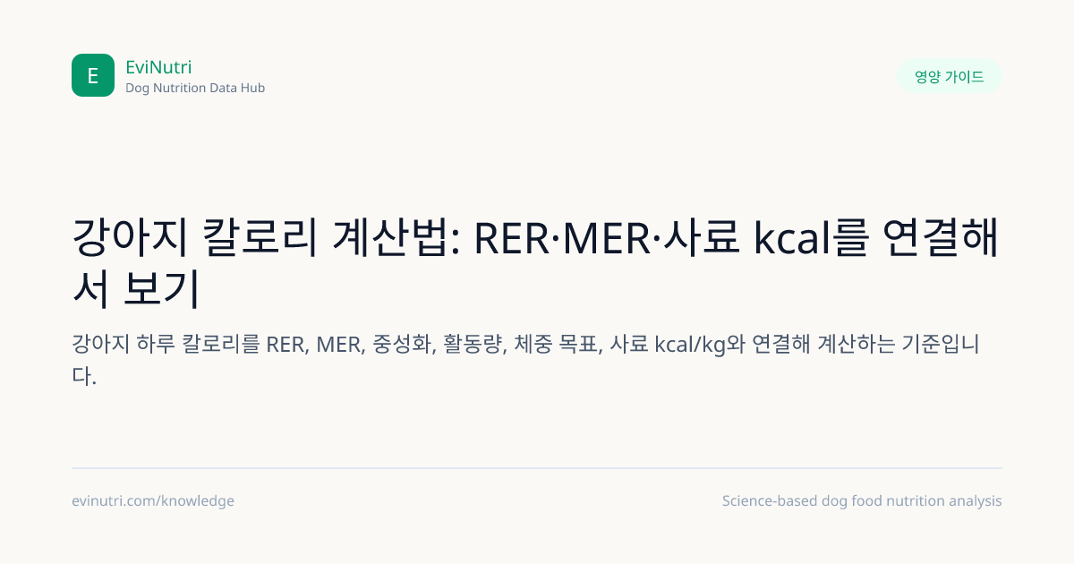 강아지 칼로리 계산법: RER·MER·사료 kcal를 연결해서 보기 | 에비뉴트리